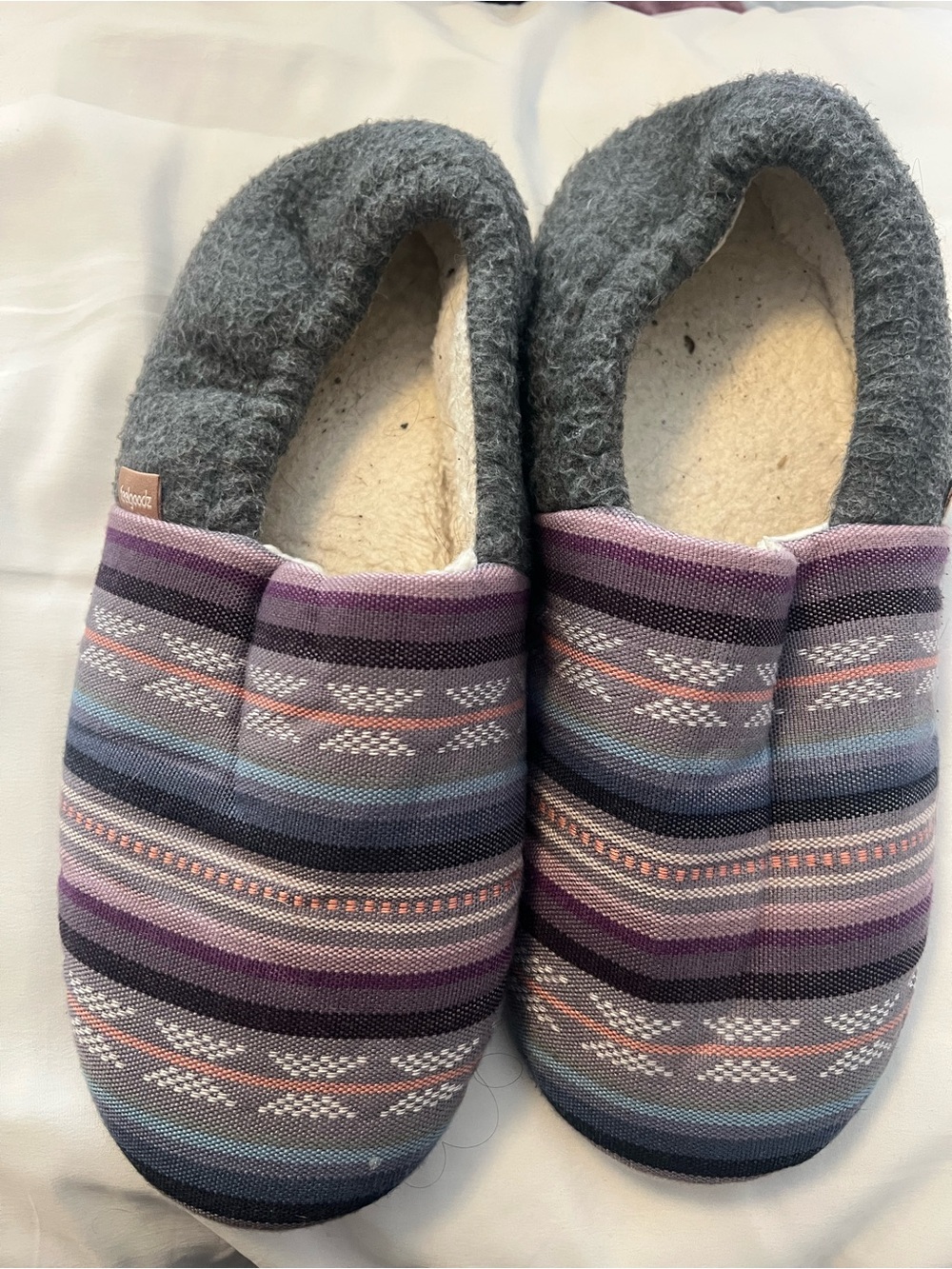 Cozy Gray & Purple Striped Women's Slippers